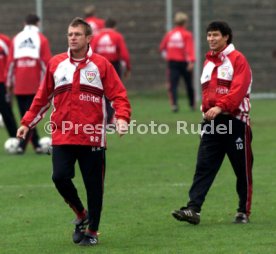 VfB Stuttgart Training li. Ralf Rangnick re. Krassimir Balakov Foto Rudel