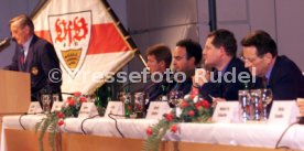 VfB Stuttgart Jahreshauptversammlung 1999 v.l. Gerhard Mayer-Vorfelder, Karlheinz F&ouml;rster, Hansi M&uuml;ller, Ulrich Ruf, Ulrich Sch&auml;fer Foto Rudel