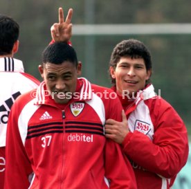 VfB Stuttgart Training li. Didi re. Krassimir Balakov Foto Rudel