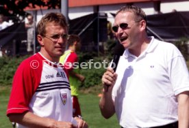 VfB Stuttgart Soccer Party 1999 li. Ralf Rangnick re. Matthias Holtmann Foto Rudel