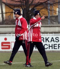 VfB Stuttgart Training li. Peter Starzmann re. Ralf Rangnick Foto Rudel