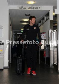VfB Stuttgart Ankunft Flughafen Stuttgart Ausw&auml;rtsspiel Wolfsburg