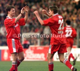VfB Stuttgart-1.FC Kaiserslautern 0:1 li. J&uuml;rgen Rische re. Andreas Buck Foto Rudel
